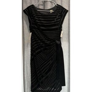 Taylor Womens Size 8 Black Velvet Faux Wrap/Tied Dress Textured Pull on NWT